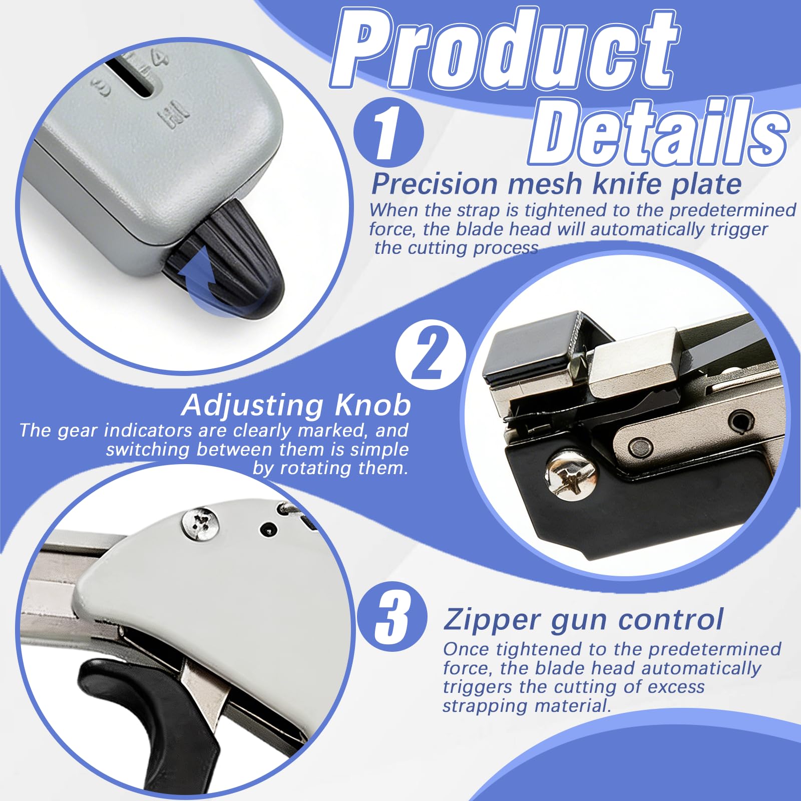 Alicates para Bridas, Juego de Pistola para Sujetacables Metálicas con 200 Bridas de Acero Inoxidable Alicates para Sujetacables de 4 Etapas con Herramienta Automática de Tensado y Corte