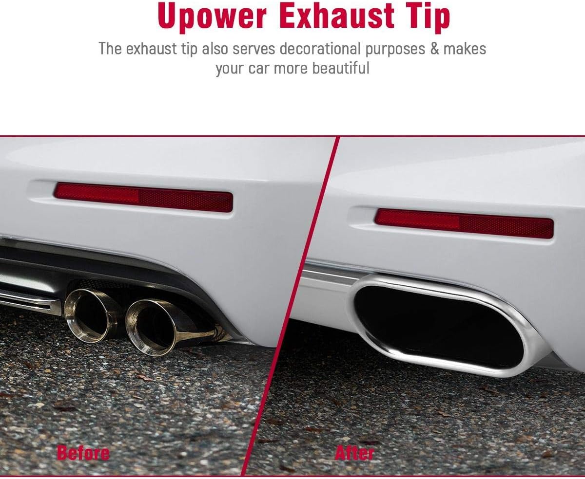 Upower Exhaust Tips 2.25" Inlet 5.5"x3" Outlet 9" Long Stainless Steel Weld-On Rectangle Exhaust Tailpipe Tips