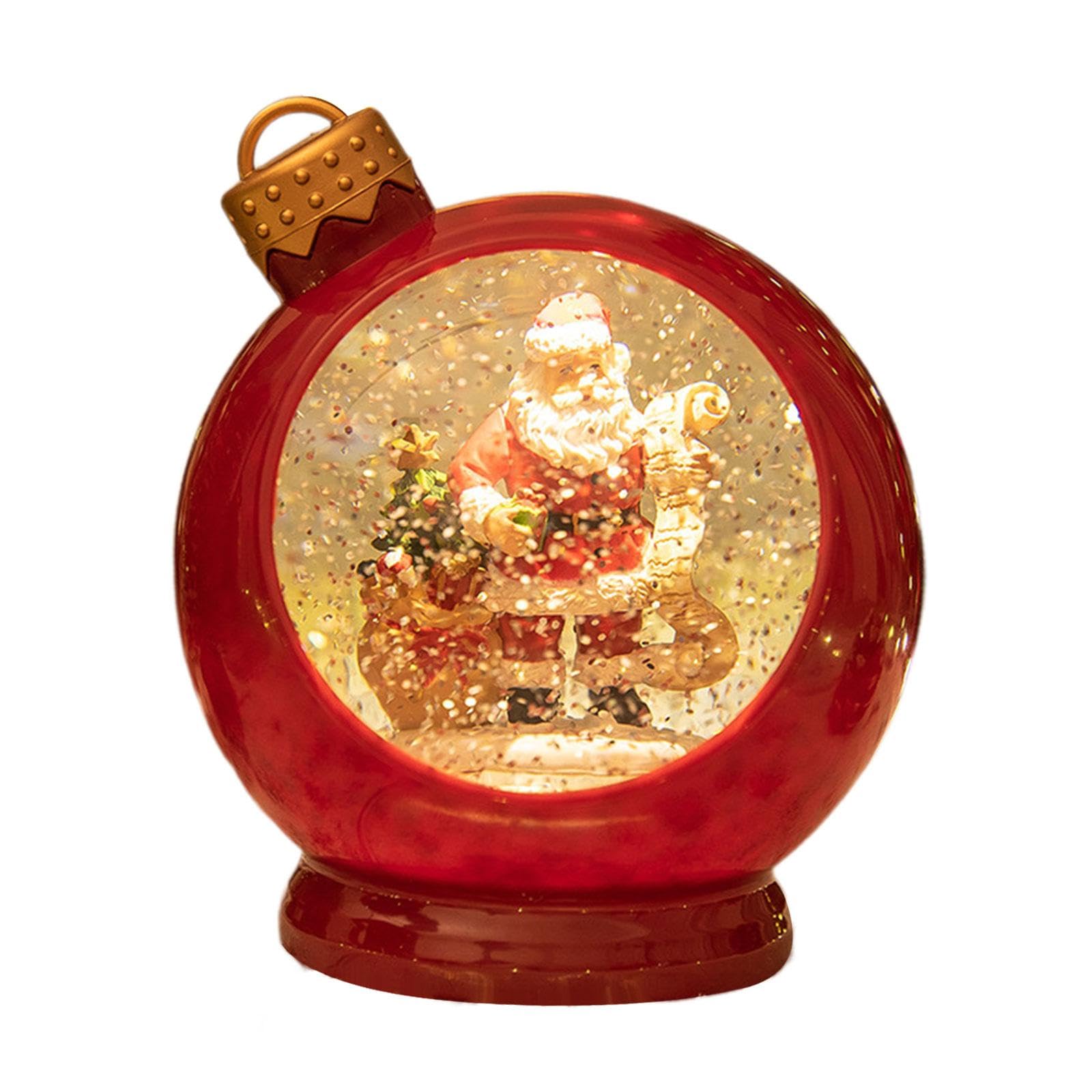 Esfera de Nieve Navideña Decorativa Bola de Navidad Musical Linterna Decorativa Navideña Lámpara de Escritorio Material PVC Adecuada para Regalo, Rojo