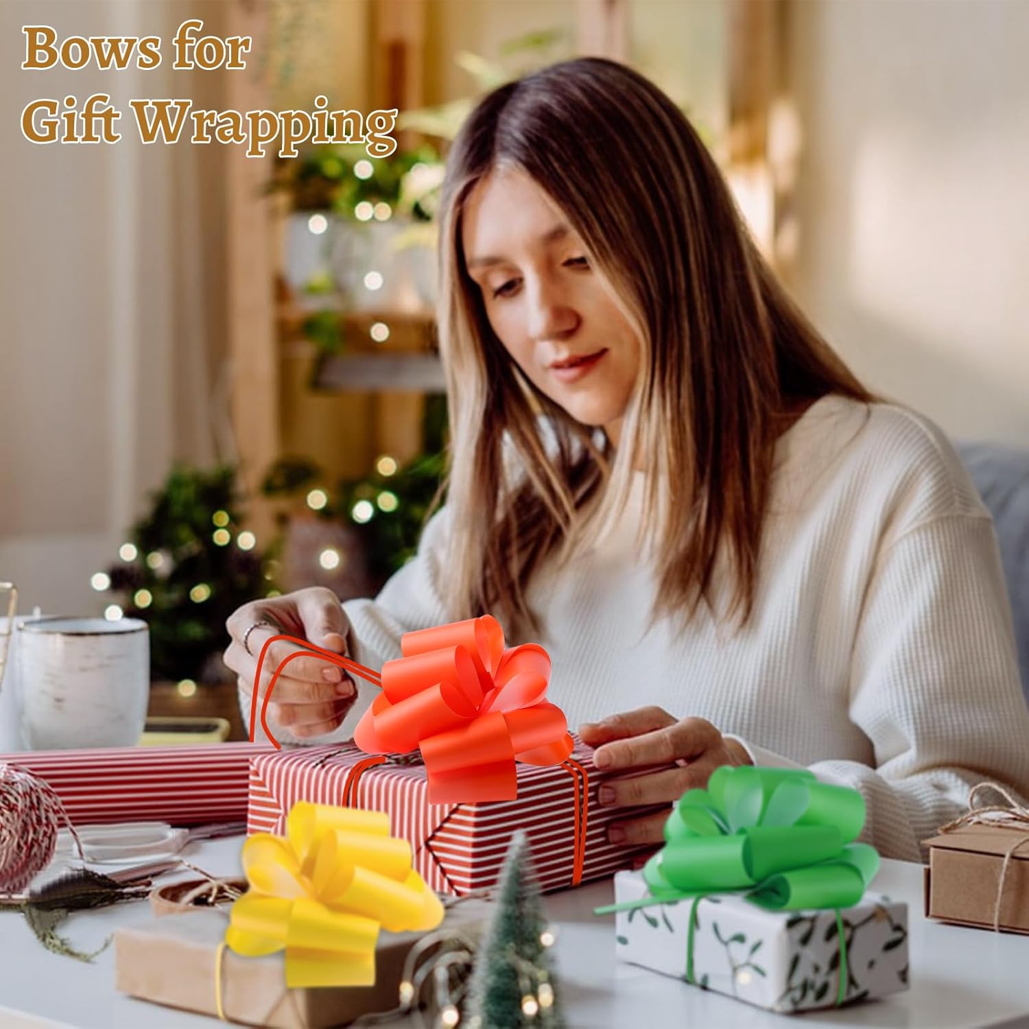 16 Pcs Bows for Gift Wrapping, 6 Inches Large Pull Bows with Ribbon Multiple Color Gift Bows for Wrapping Boxes, Wedding, Christmas, Birthday, Anniversary, Flower Decoration - Image 3