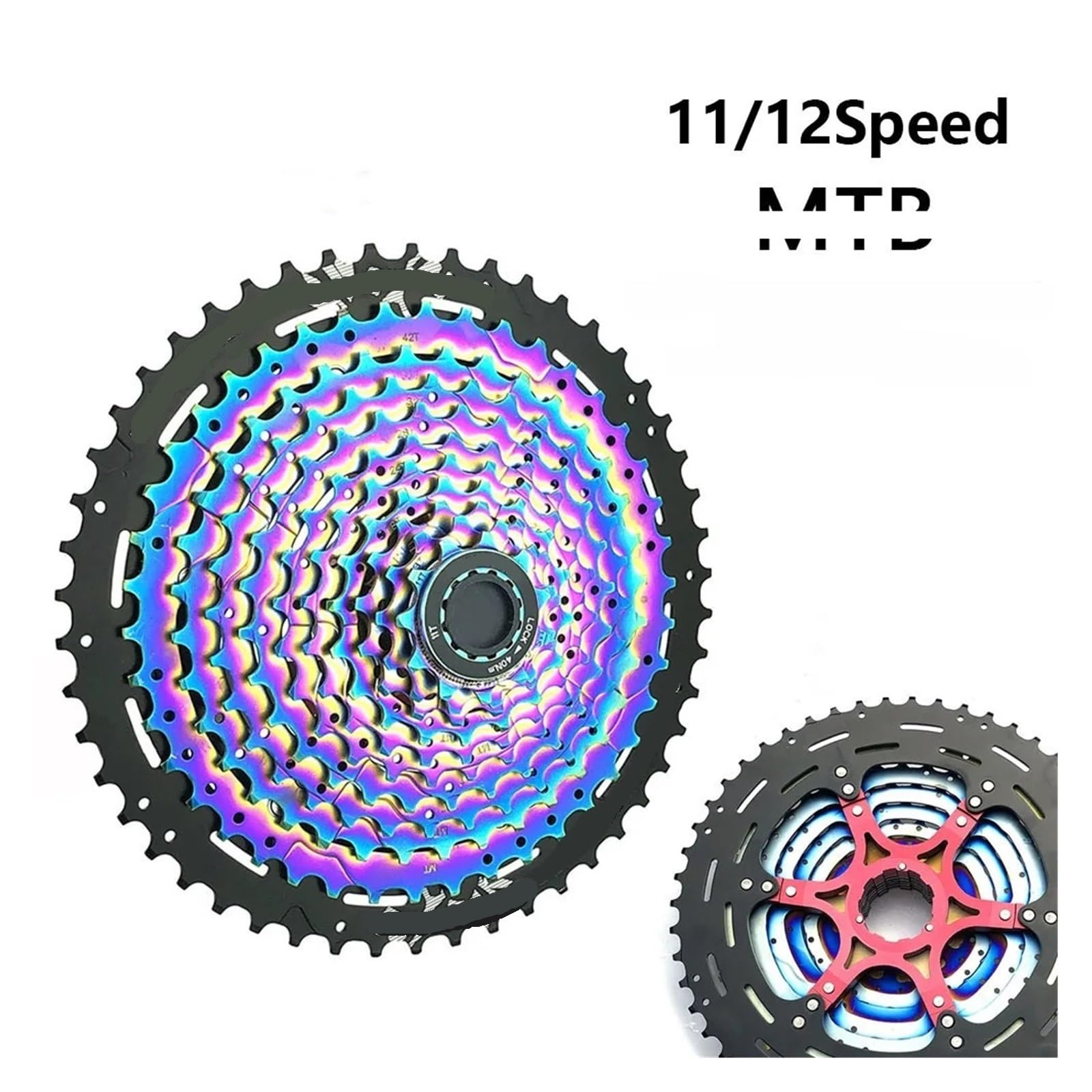 Ultralekkie koło zamachowe rowerowe, 11/12 biegów, rower szosowy, górski, ultralekka kaseta 11-50T M+T+B, tęcza, wąska szerokość, przekładnia, kaseta zębatka (11S 11-50T)
