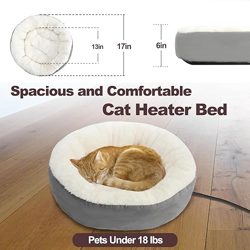 Miniatura 5 de Rypet Cama para gatos con calefacción para interiores, suave y acogedora cama para mascotas con temporizador y temporizador, camas para perros con