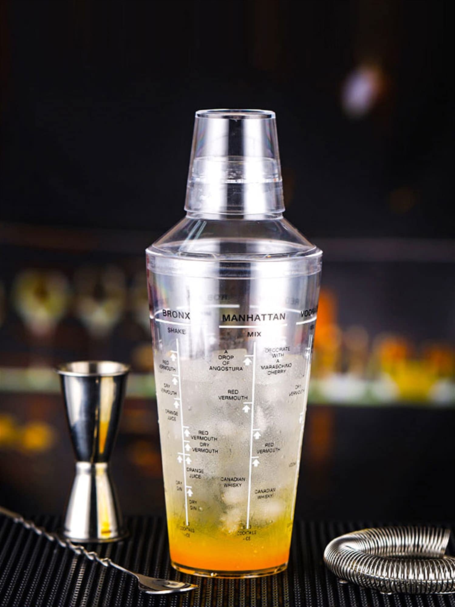 SePkus Coctelera Coctelera de 530 ml con Filtro Incorporado Coctelera de acrílico Transparente Coctelera de Bebidas Herramienta Profesional de Barman Accesorios para Fiestas Bartender