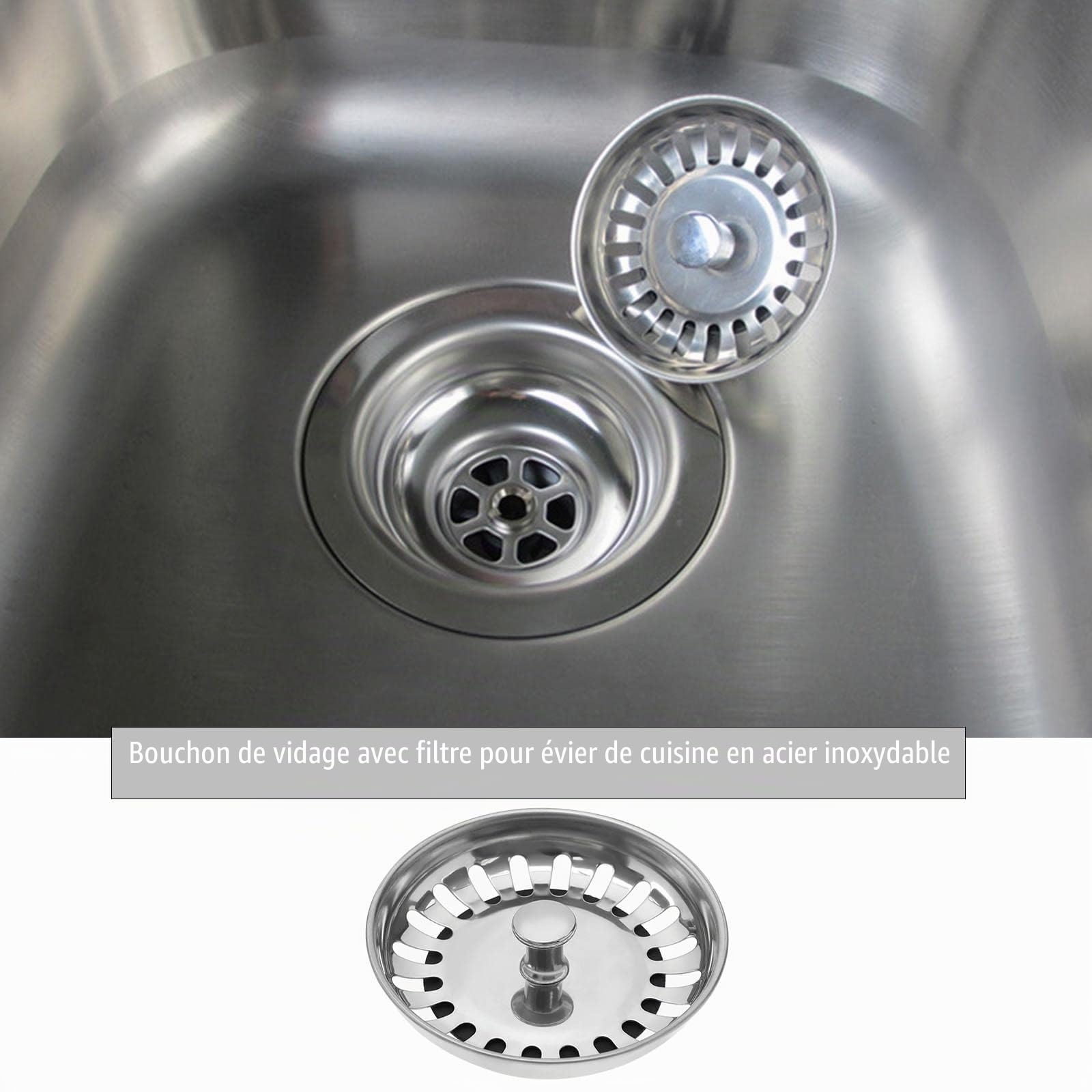 Sink Collection - Panier d'évier de cuisine en acier inoxydable - 114 mm - Pour évier de cuisine de 83 à 90 mm de diamètre