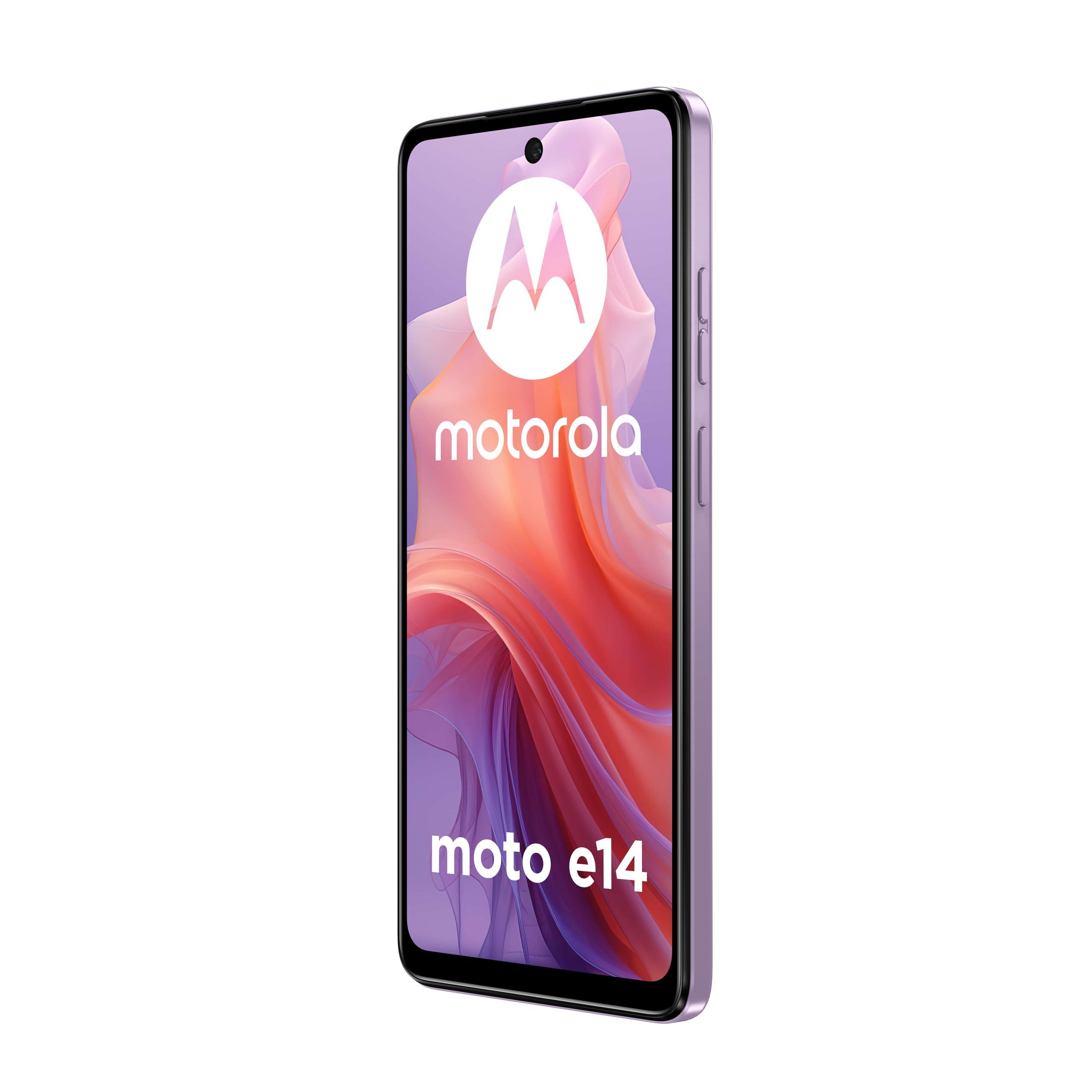 Motorola Moto E14 (2/64GB, batteria 5000 mAh, display 6.56'' HD+ 90Hz, fotocamera 13MP, processore UNISOC® T606, Dual SIM, Android 14(Go edition)), Orchid Bloom