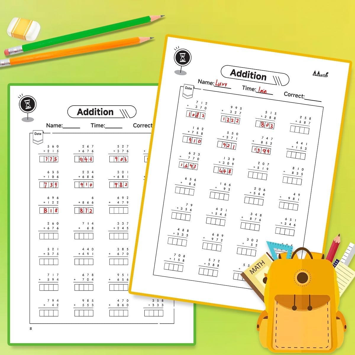 VTHY Challenge Level Difficulty Exercises Kids's Calculation Ability Paperback