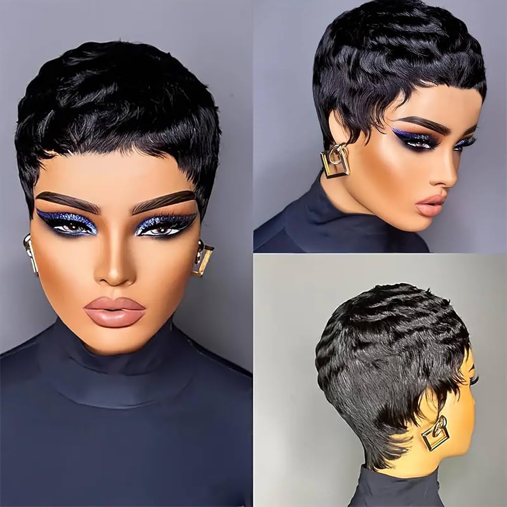 Amazon.com : Tgezer Pixie Cut Wig Human Hair Short Bob Wig