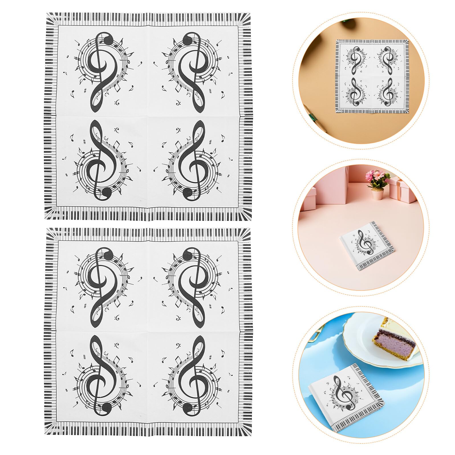 100 Piezas Servilletas Desechables con Diseño de Notas Musicales Paquete de Papel Absorbente y para Cumpleaños Fiestas Temáticas y Decoración de Mesa Elegante