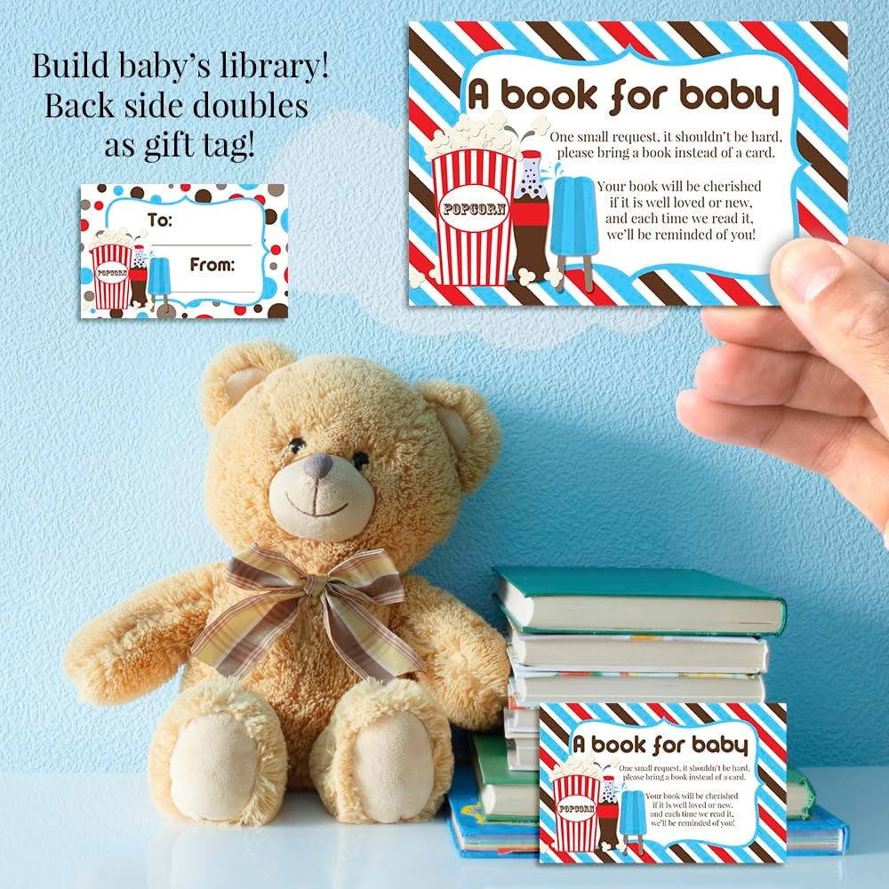 Baby Shower Invites for Girls – Ready To Pop Baby Shower Invitation Bundle with Diaper Raffle Tickets, Book Request Cards & Envelopes. Set of 20 5X7 Soda & Popcorn Pop On Over Invitation Kit Sets