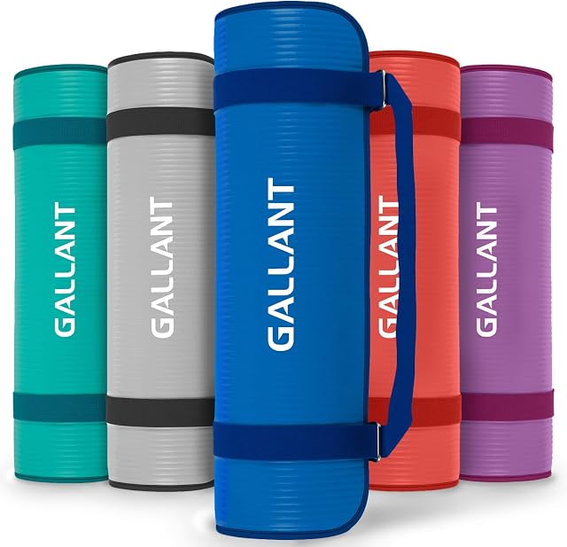 GALLANT Yoga Mat for Exercise - 183cm x 62cm Extra Thick NBR Exercise Mat for Men and Women - Non Slip Gym Mat with Carry Handle Strap for Camping, Home Gym, Pilates and Gymnastic Workout