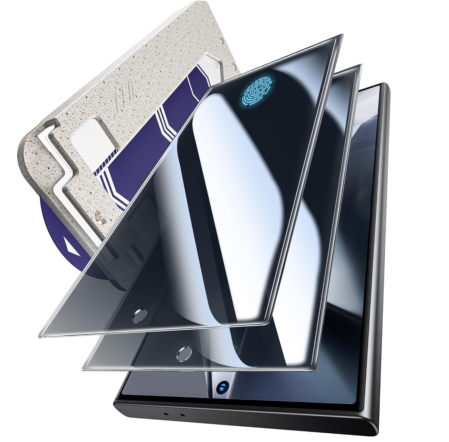 Hoerrye 2Pack Galaxy S24 Ultra Privacy Screen Protector Tempered Glass, [Support Fingerprint Unlock][Eco-Friendly Easy Installation Tool] 25° Anti-Spy Case-Friendly 9H Glass for Samsung S24 Ultra