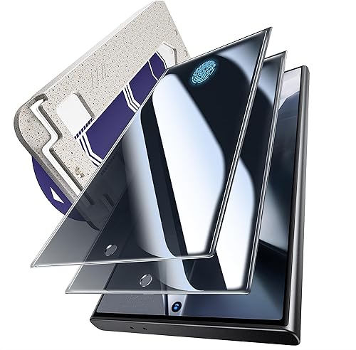 Hoerrye Paquete de 2 protectores de pantalla de privacidad para Galaxy S24 Ultra de vidrio templado, compatible con el desbloqueo de huellas
