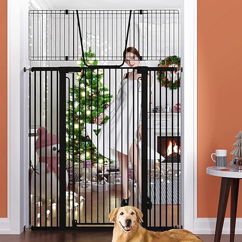 Puerta para gatos 51 extra alta para puerta, puerta extra ancha para mascotas de 28.5 a 48.7 pulgadas con puerta ajustable para gatos, cierre