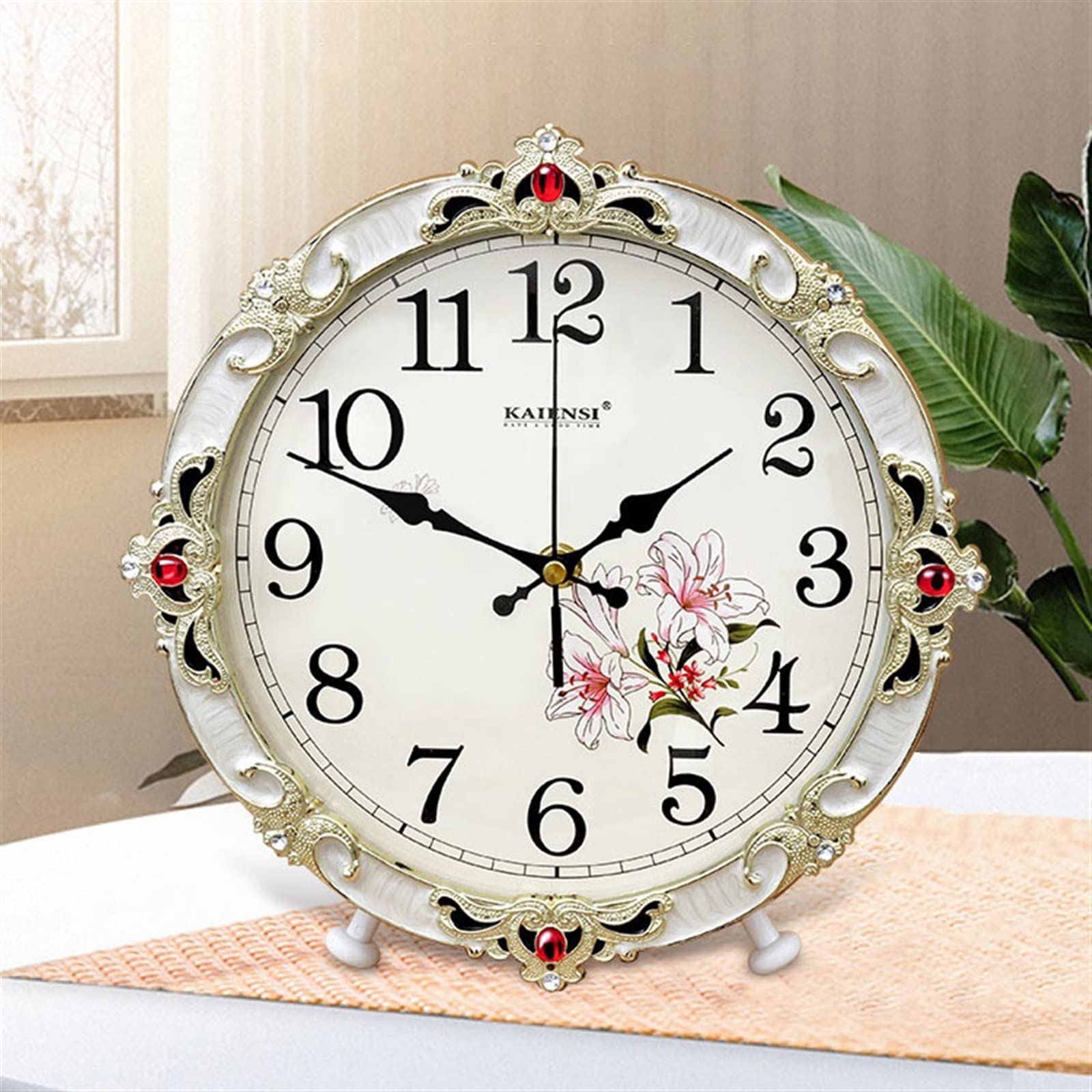 Décorative Horloge de Style européen Salon Chambre rétro décoration créative Horloge Grande Horloge Simple et silencieuse pour Bureau Chambre Table
