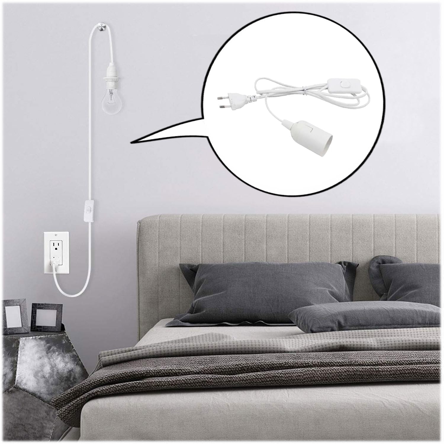 5 Pezzi Portalampada E27 con interruttore a filo cavo, E27 Portalampada, prese per paralume con spine,portalampada a sospensione con presa elettrica,Per Loft Garage Illuminazione