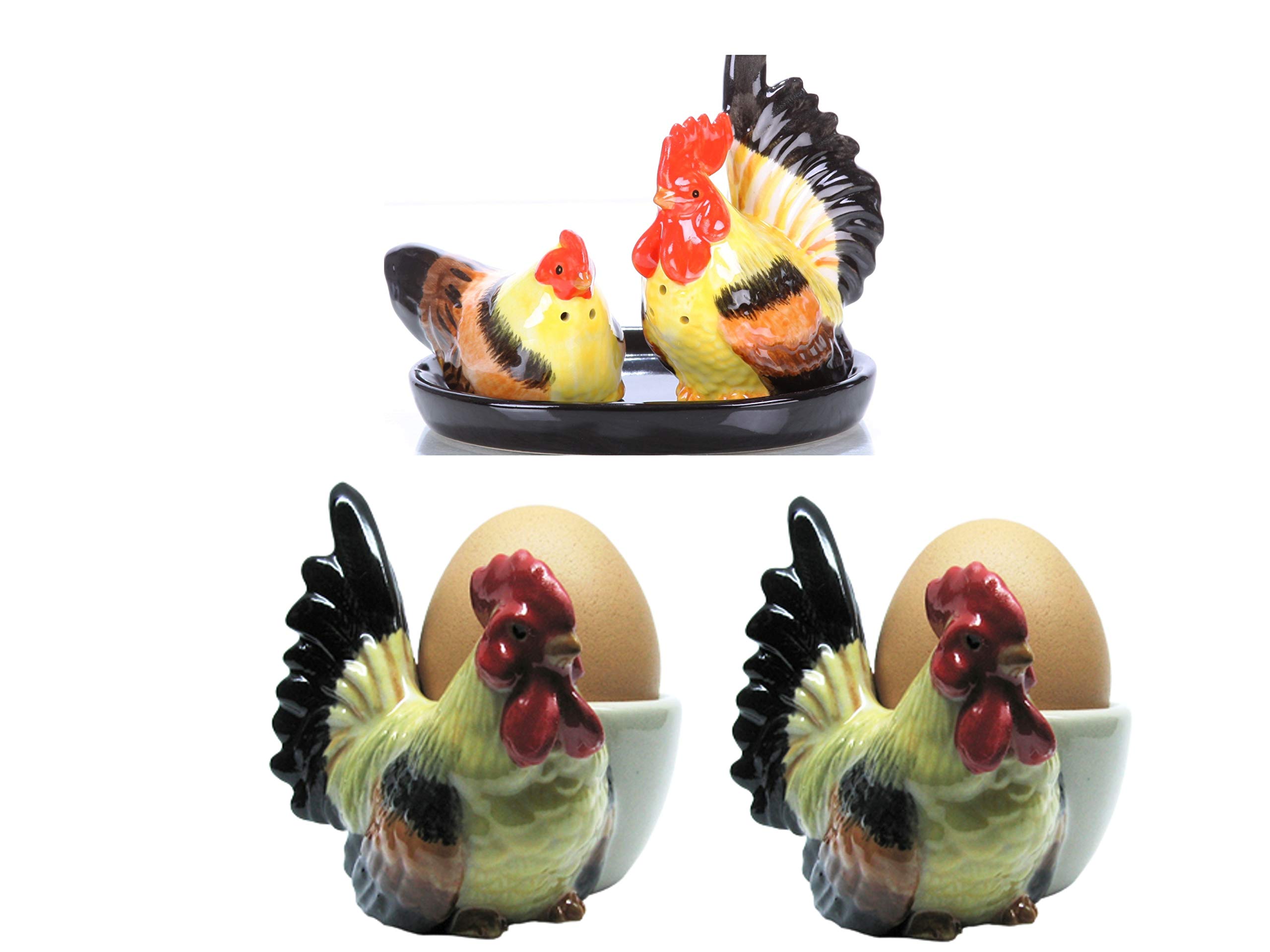 Sel Poivre Mélange Ensemble Motif Poulet/Coq coquetiers cadeau table cuisine/maison ceramique 5 pieces