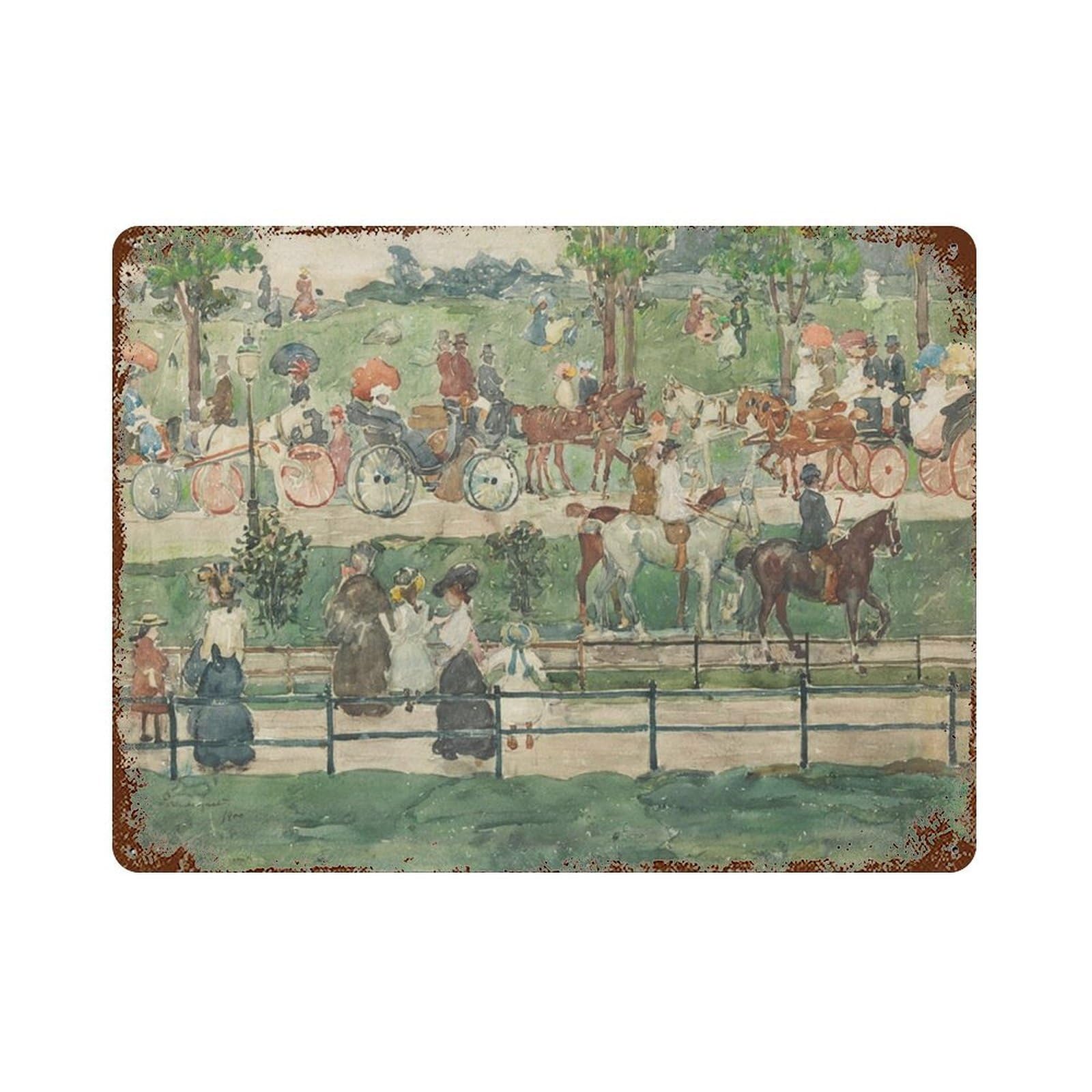 xiaoxiaoshen Vintage New York, Central Park, Colorful Watercolor Painting, Wall Decor Art Metal Tin Poster Modern Home Decor Art Home Bar Shop Decorations Vintage Sign 30x40cm