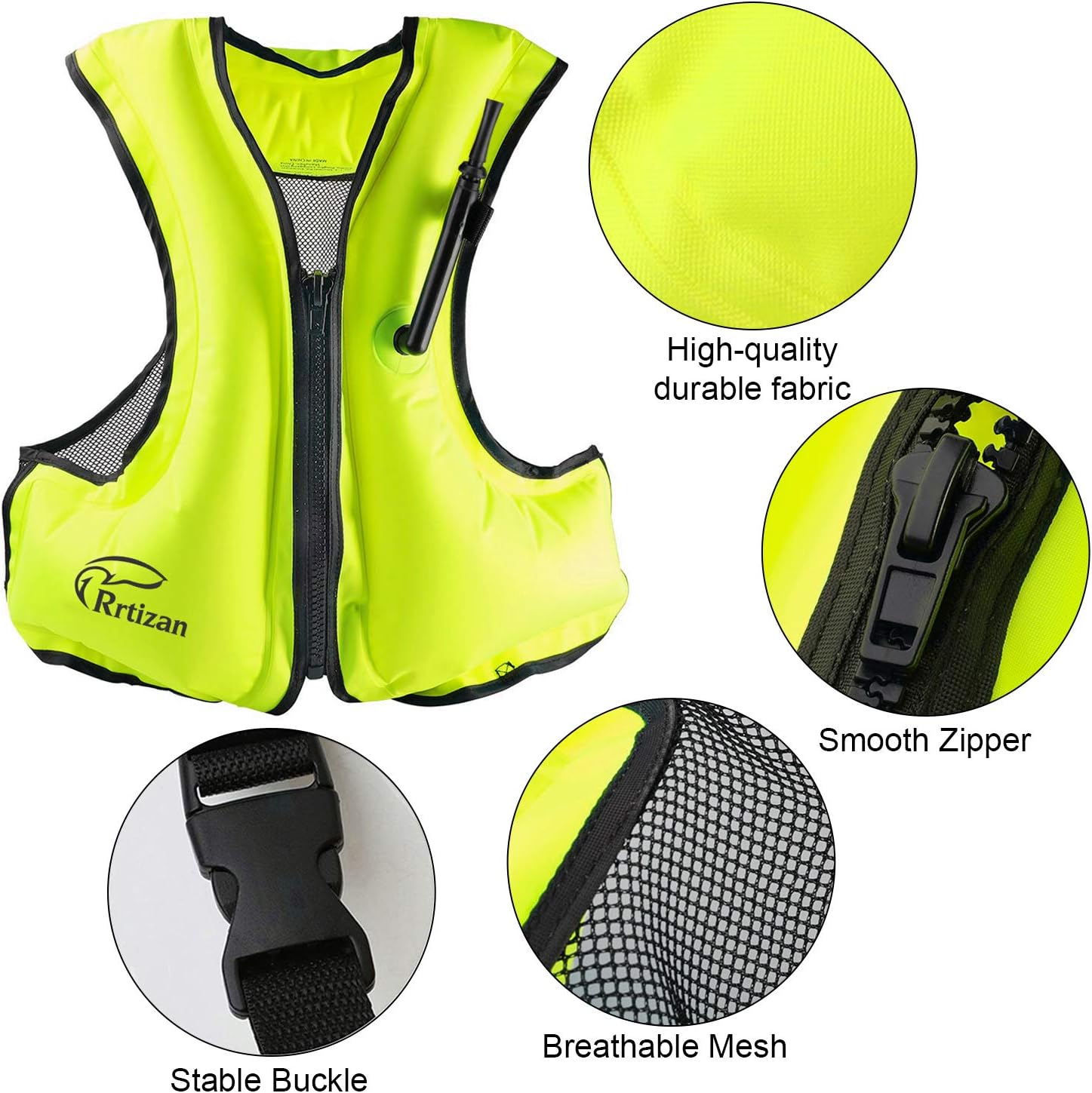 Rrtizan Swim Vest for Adults, Buoyancy Aid Swim Jackets - Portable Inflatable Snorkel Vest for Swimming, Snorkeling, Kayaking, Paddle Boating and Other Low Impact Water Sports Safety: Sports & Outdoors
