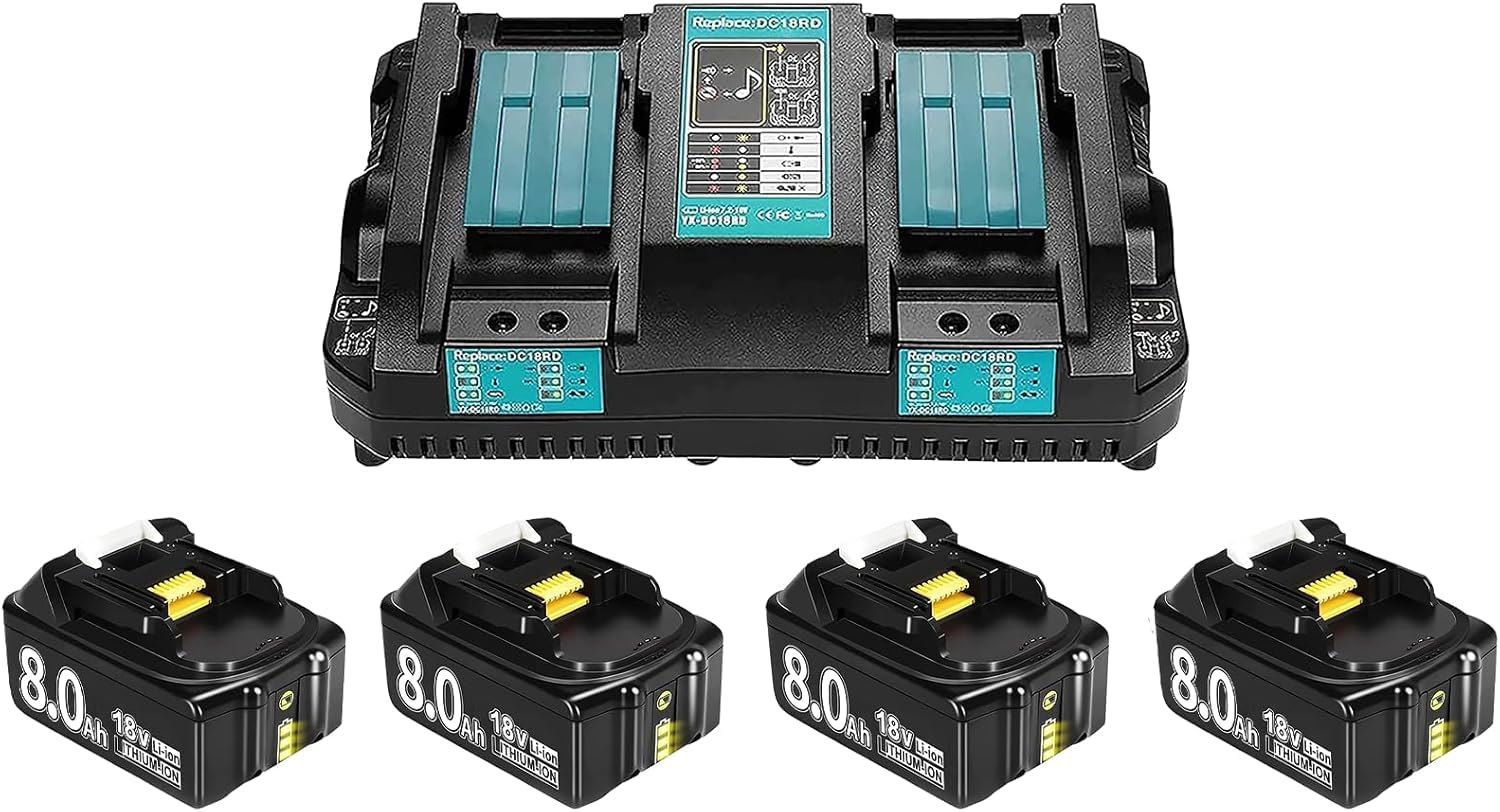 2X 18V Ersatzakku + Ladegerät Kompatibel mit Ma-Kita