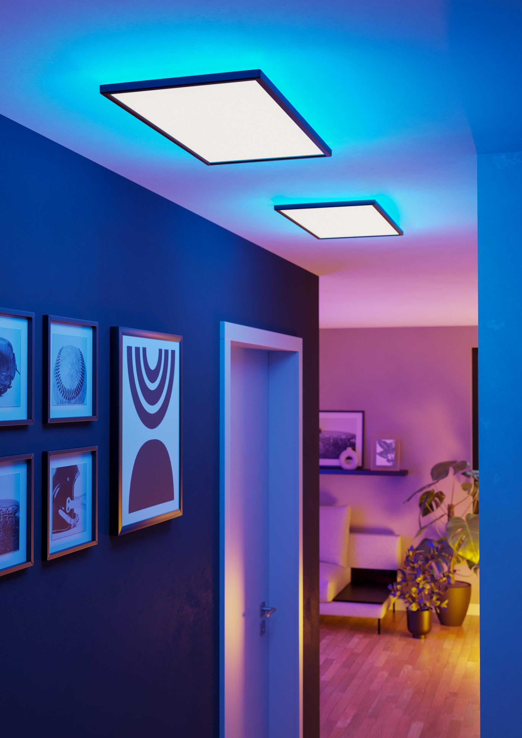 EGLO connect.z Smart Home LED lampa sufitowa do łazienki Rovito-Z, ZigBee | sterowanie przez aplikację i głos Alexa, ciepła i zimna biel, RGB, ściemnialna, czarna, IP44, 57x30 cm