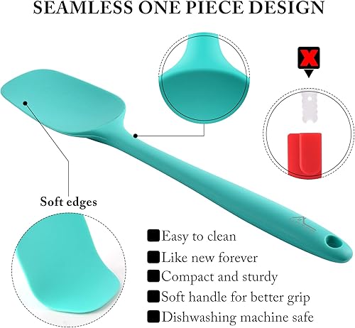 Miniatura 76 de HOTEC Juego de espátulas de goma de silicona resistentes al calor de 600 ℉, sin BPA, espátulas de cocina para cocina, hornear, mezclar para Verde