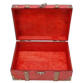 Amazon｜宝箱 長方形 大容量 ビンテージ風 木製 宝箱 はがき用