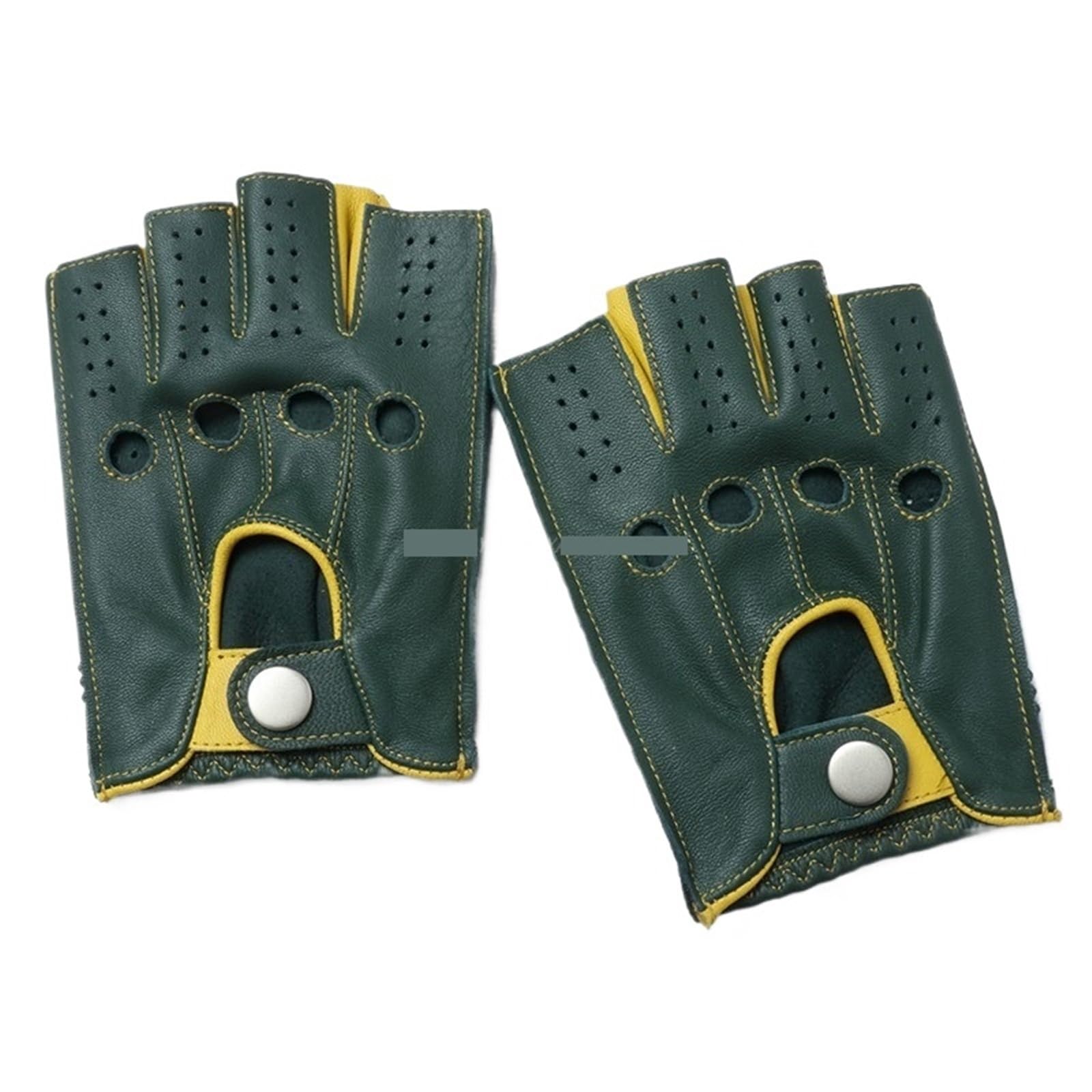 Guanti da guida in pelle Guanti da guida traspiranti bicolore verde scuro Half Fainger uomo