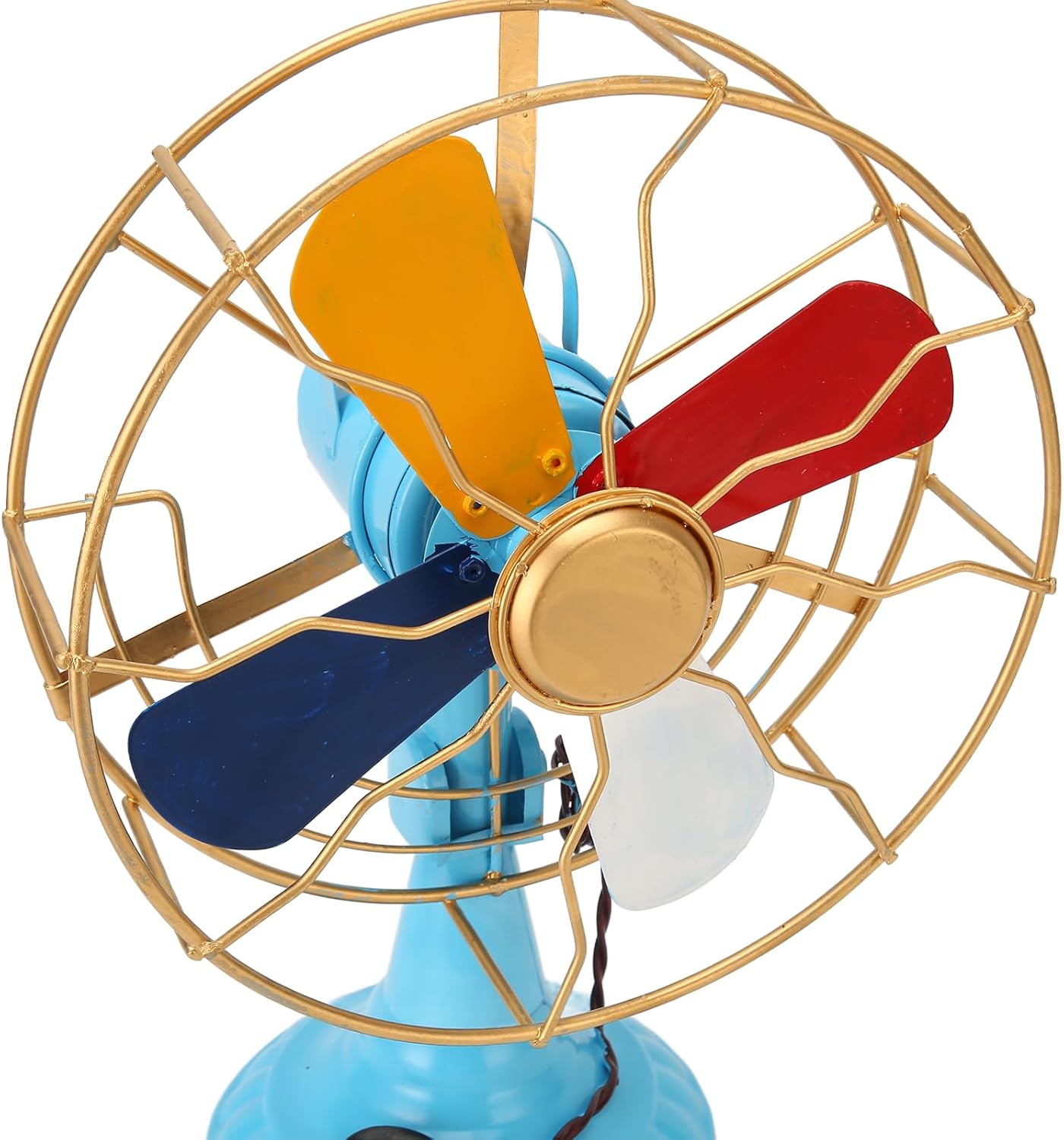 MSUIINT Vintage Table Fan Retro Style Exquisite Colors Durable Metal Model Wide Base Antique Desk Fan Decor Retro Collectible for Table Desktop Home Hallway Decoration