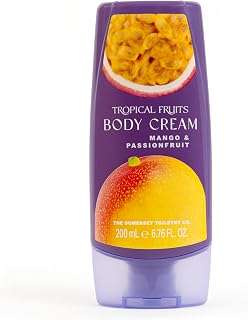Tropical Fruits Mango and Passionfruit Body Cream Moisturising Fruity 200ml | Hydrating Body Lotion That Moisturises and Nourishes Skin. Fruity Scent with Mango and Passionfruit Notes. For Daily Use.