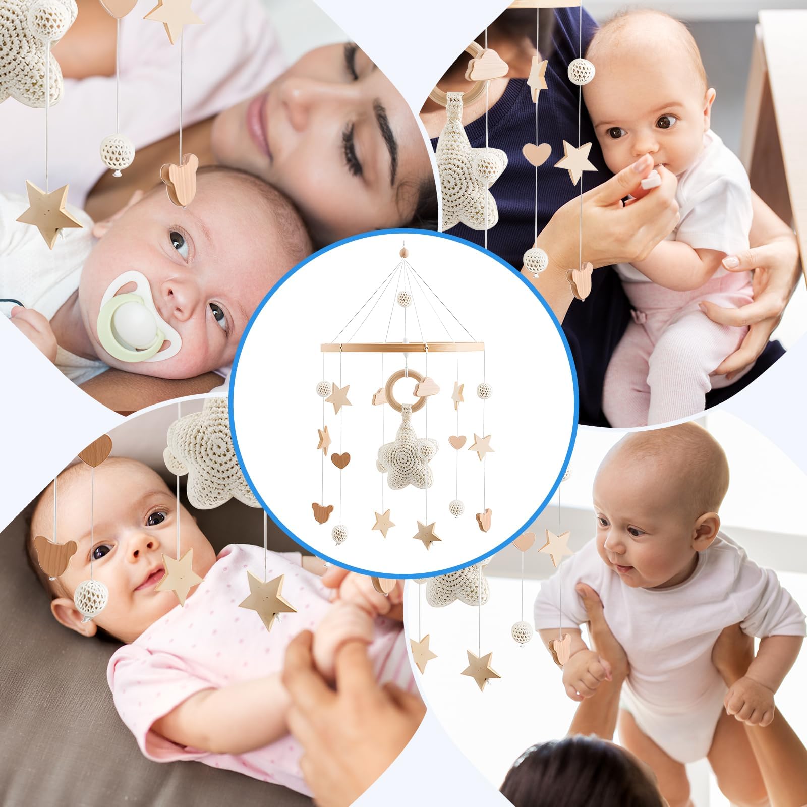Cuna Móvil Para Bebé Móviles Para Bebé Carillón De Viento Estampados De Estrellas, Nubes Y Osos. Ideal Tanto Para Niños Como Para Niñas.