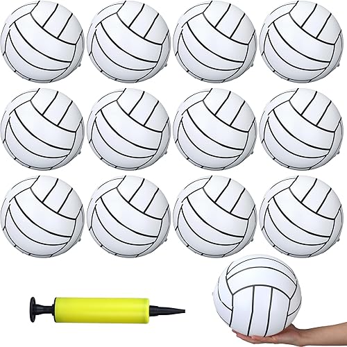 Poen 12 pelotas inflables de voleibol de 8 pulgadas para piscina acuática, voleibol con bomba de inflado, pelotas de playa inflables para adultos,