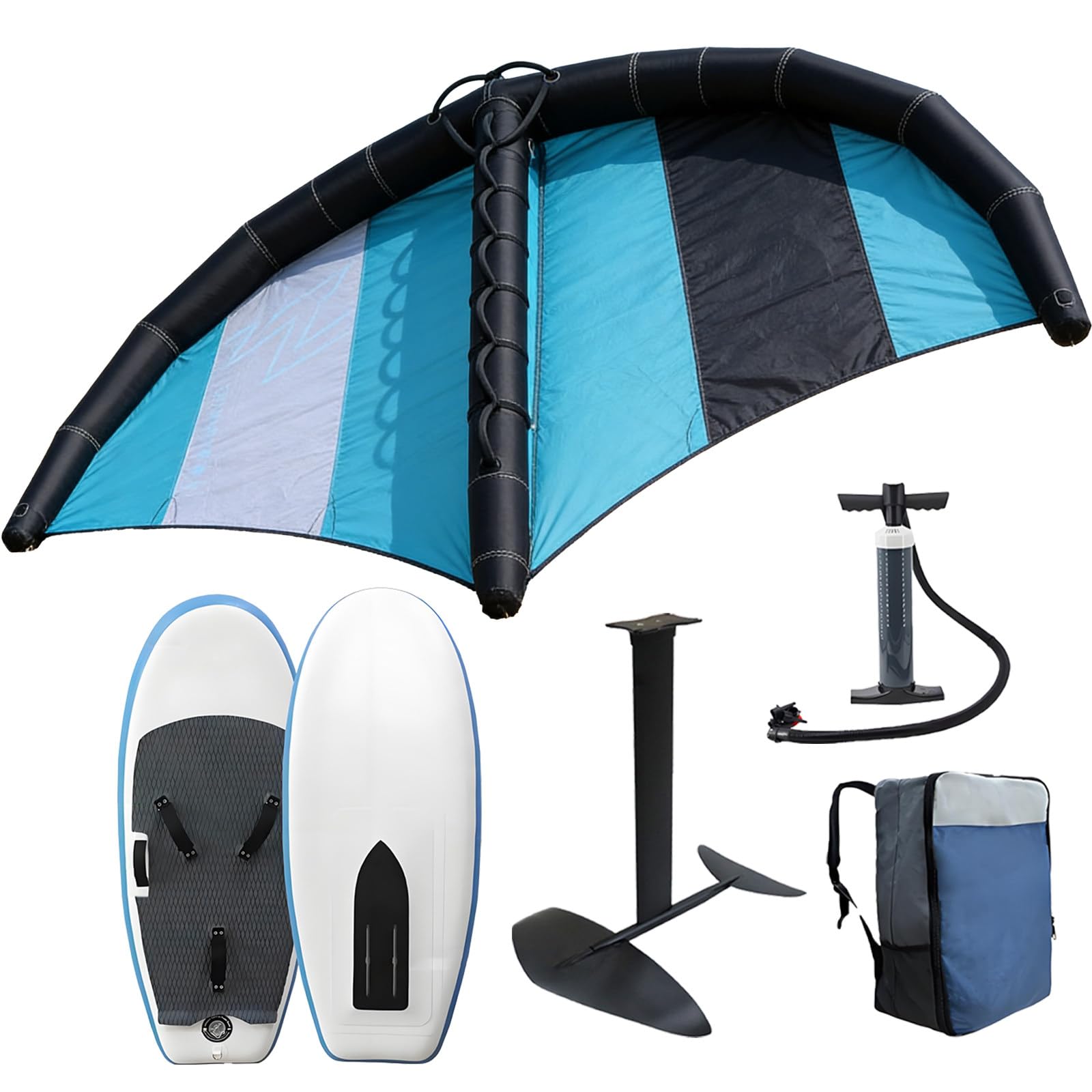 Combinación de Tabla hidroala Inflable y Wing Foil - 358x208 cm Wind Wingfoil, Kit Completo Listo para Usar para Deportes acuáticos, Kitesurf, Surf