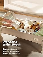 Vista 7 de HARPPA Moisés Acogedor, Moisés de Bebé 2 en 1 con Malla Transpirable y Colchón, 6 Alturas Ajustables, Cuna Lateral con Correa de Anclaje, Cesta