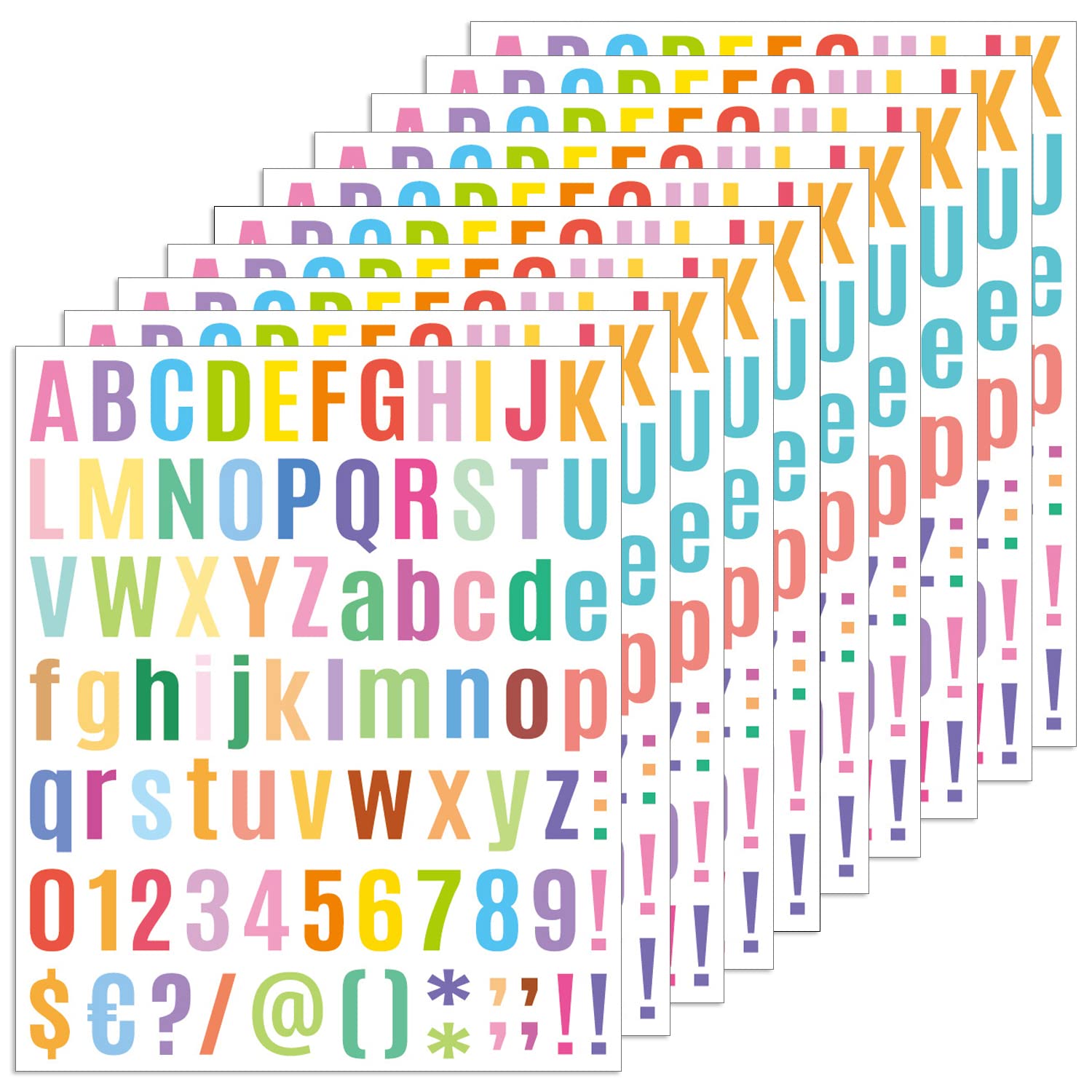 10 Hojas de Pegatinas de Letras Pegatinas de Alfabeto, Pegatinas de Números de Alfabeto Pegatinas de Letras y Números de Colores Pegatinas de Letras Adhesivas para Niños, Artes de Decoración