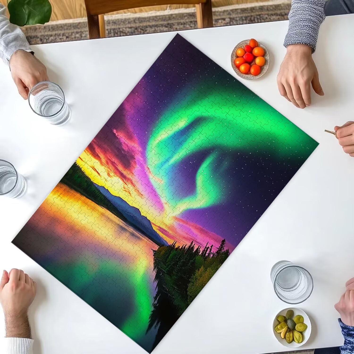 Puzzle dla dorosłych, 1000 sztuk, jezioro Aurora, 1000 elementów, puzzle dla dorosłych, gra edukacyjna, 76 x 50 cm, odpowiednie do dekompresji i dekoracji ścian pokoju, prezenty j-468