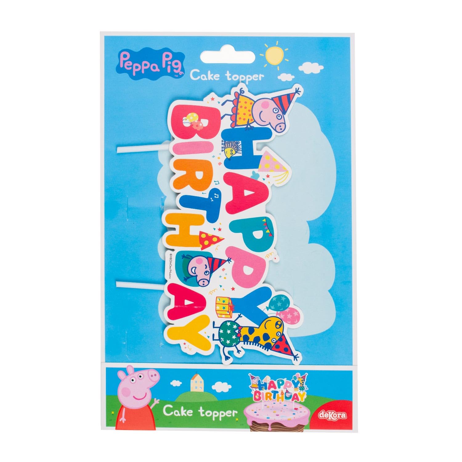 dekora - Cake Topper Peppa Pig "Happy Birthday" – 17x12cm | Decoración Oficial para Tartas de cumpleaños
