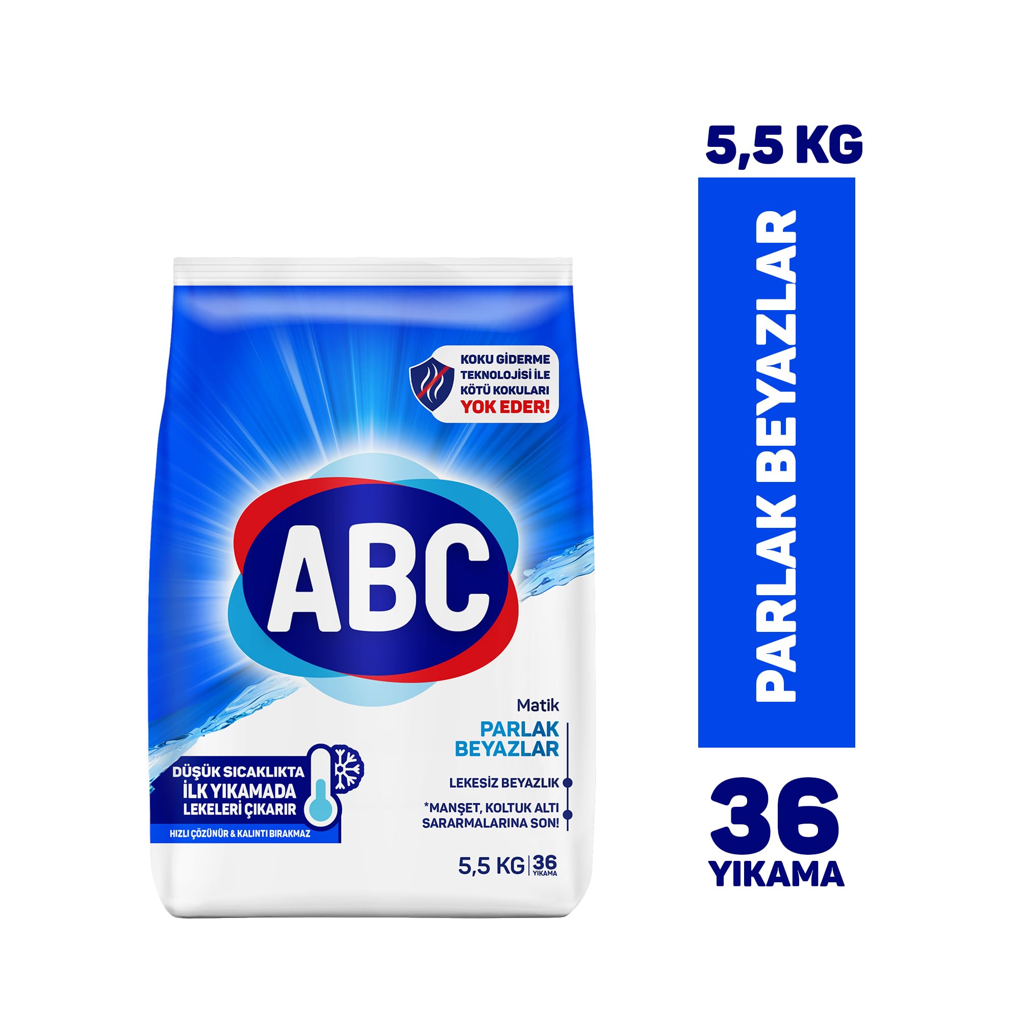 ABC DETERJAN Matik Parlak Beyazlar Toz Çamaşır Deterjanı 5,5 kg (3 paketi)