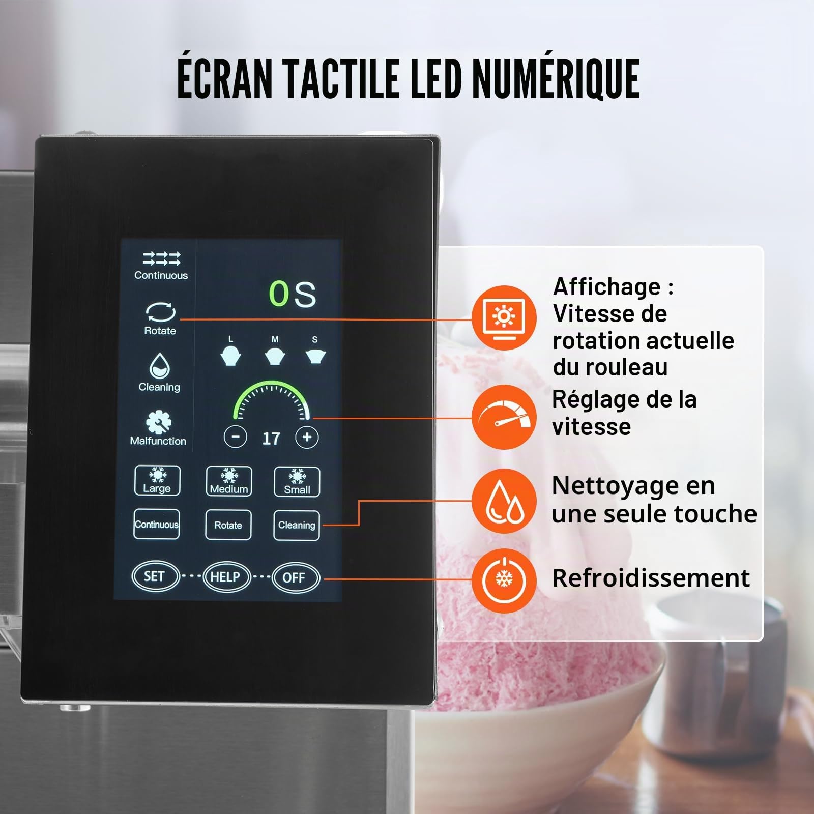 VEVOR Machine à Glace Râpée de Neige Commerciale, Machine à Râper la Glace 180 kg/24H, Machine à Glace Pilée en Inox, Système de Refroidissement par Liquide, Glace Rasée pour Dessert Boulangerie Café