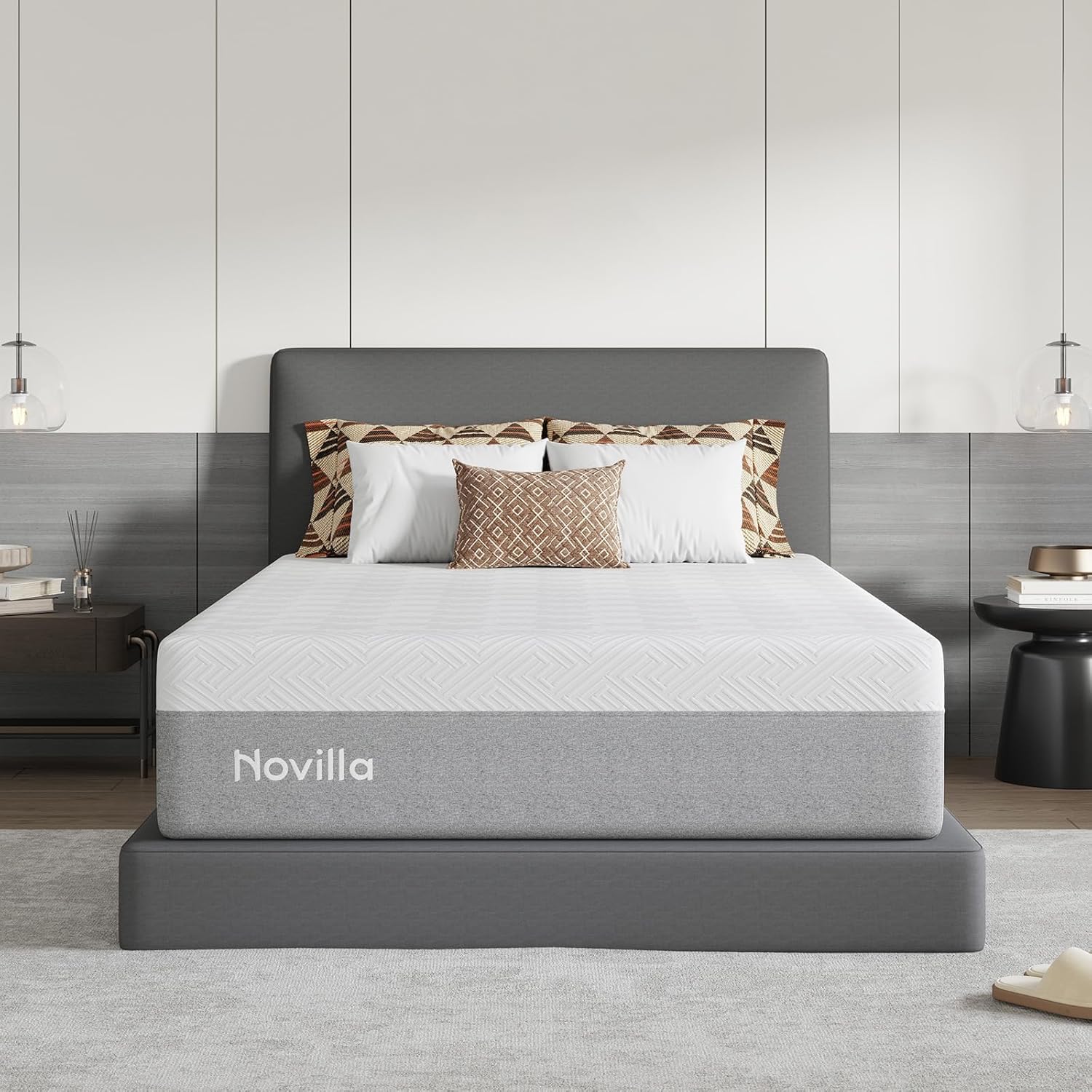 Novilla Mattress Full Size, 14 Inch Gel Memory Foam Mattress Full in a Box for Suppotive, Pressure Relieving & Plush Comfort, Bliss Grey Full 14 Inch