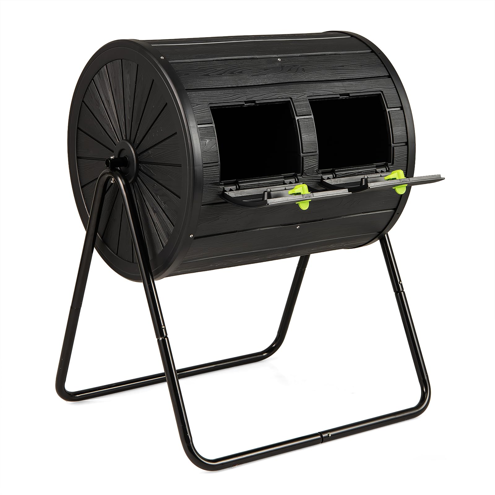 HOMASIS 142L Compostiera da Giardino, Compostiera Girevole a 360° in PP con Lame di Miscelazione, per Compostaggio Rifiuti Organici, Efficiente in 4-6 Settimane, Attrezzi da Giardinaggio (Nero)
