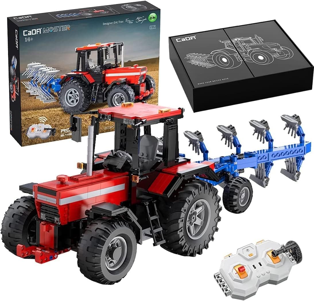 Technology Tractor Building Blocks, Technology Tractor Remote Control Model 2.4G RC Remote Controlled Farm Car with 4 Motors - 1675 Pieces