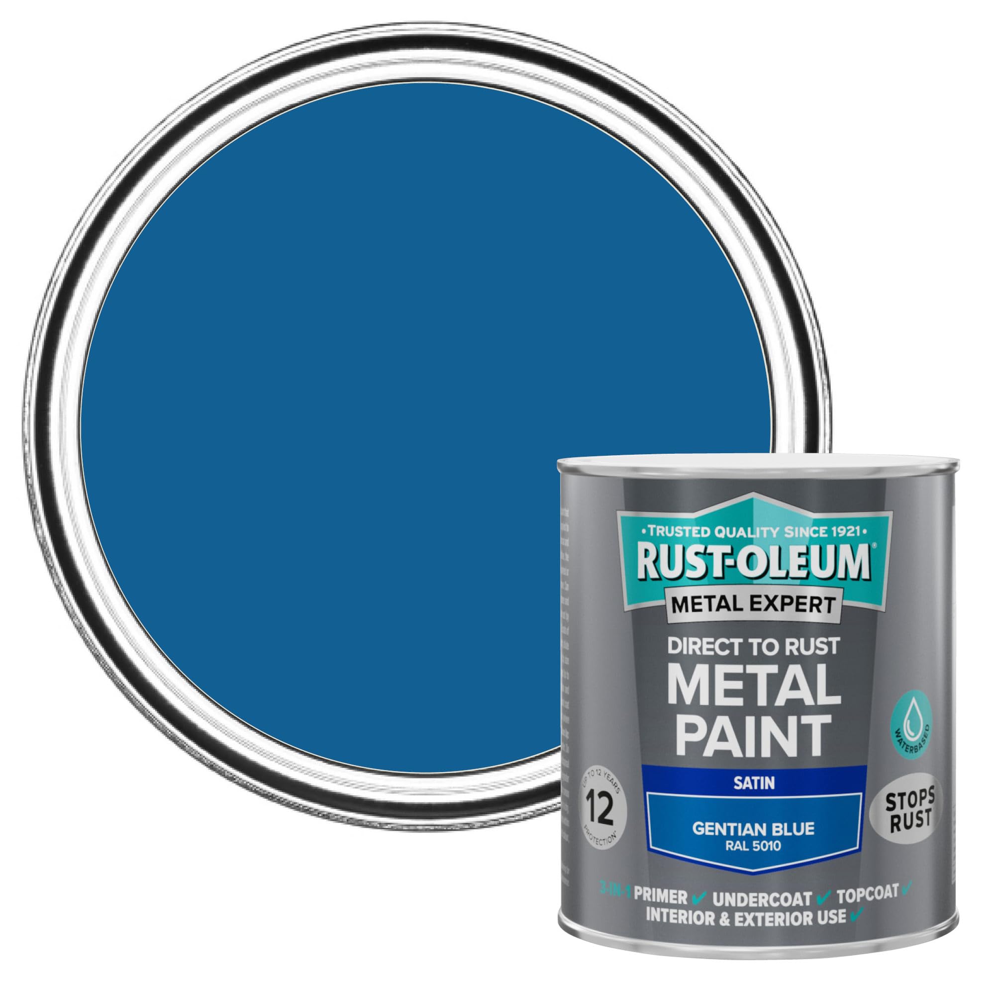 Rust-Oleum Metal Expert Paint Satin Gentian Blue 750ml