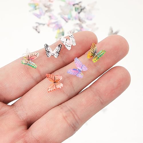 50 mini mariposas para manualidades, casa de muñecas, miniaturas de resina, pequeñas mariposas para jardín de hadas, casa de muñecas, micro