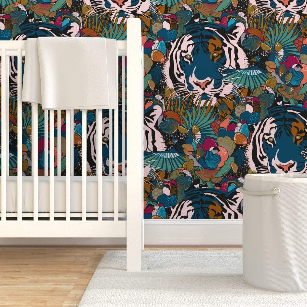 Peel & Stick Wallpaper 3ft x 2ft - Deep Jungle Scale Custom Removable Wallpaper by Spoonflower
