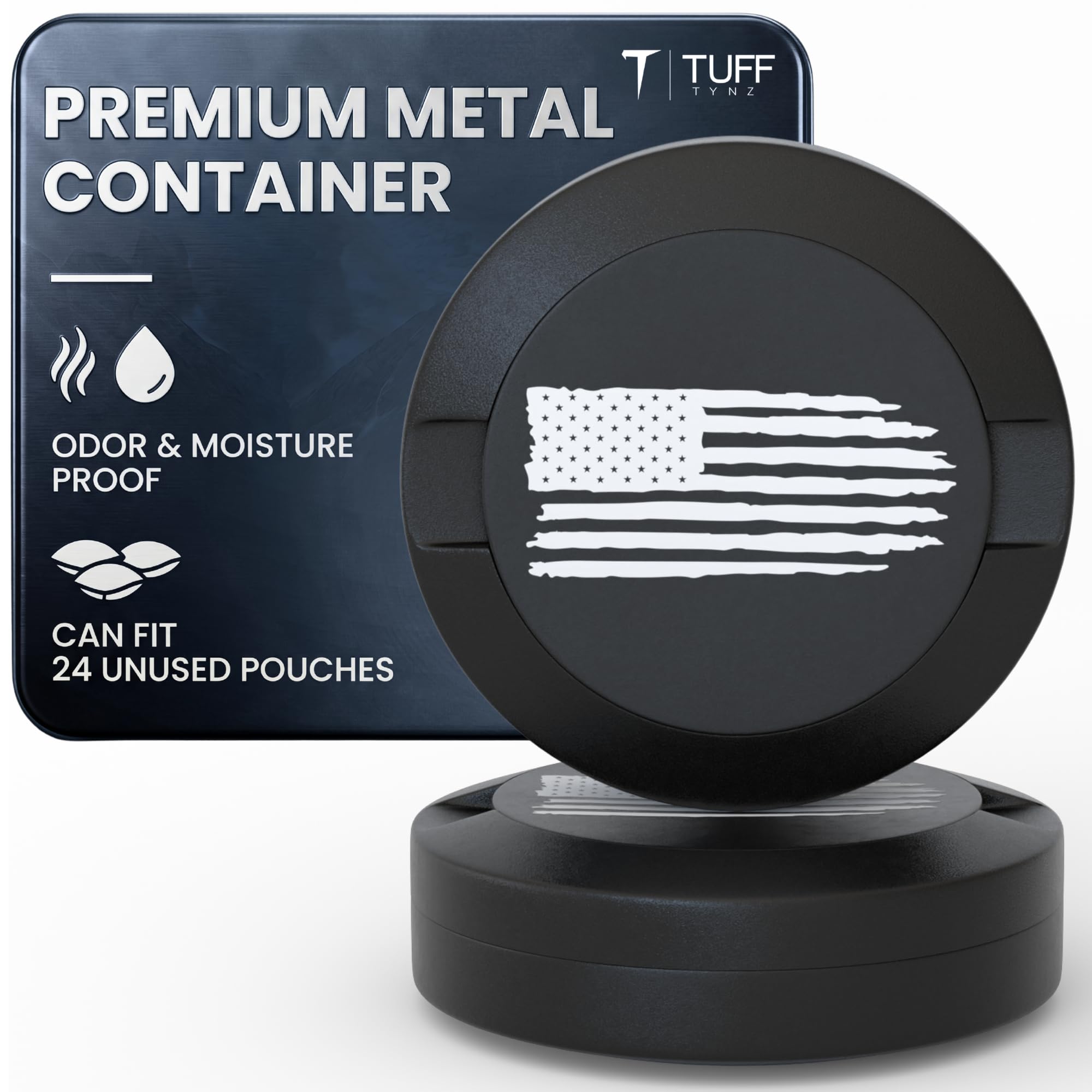 Black Aluminium Snuffbox, Modern Layered Textured Snus Accessory, 2.8 x 2.8 x 0.87 inches-image-39