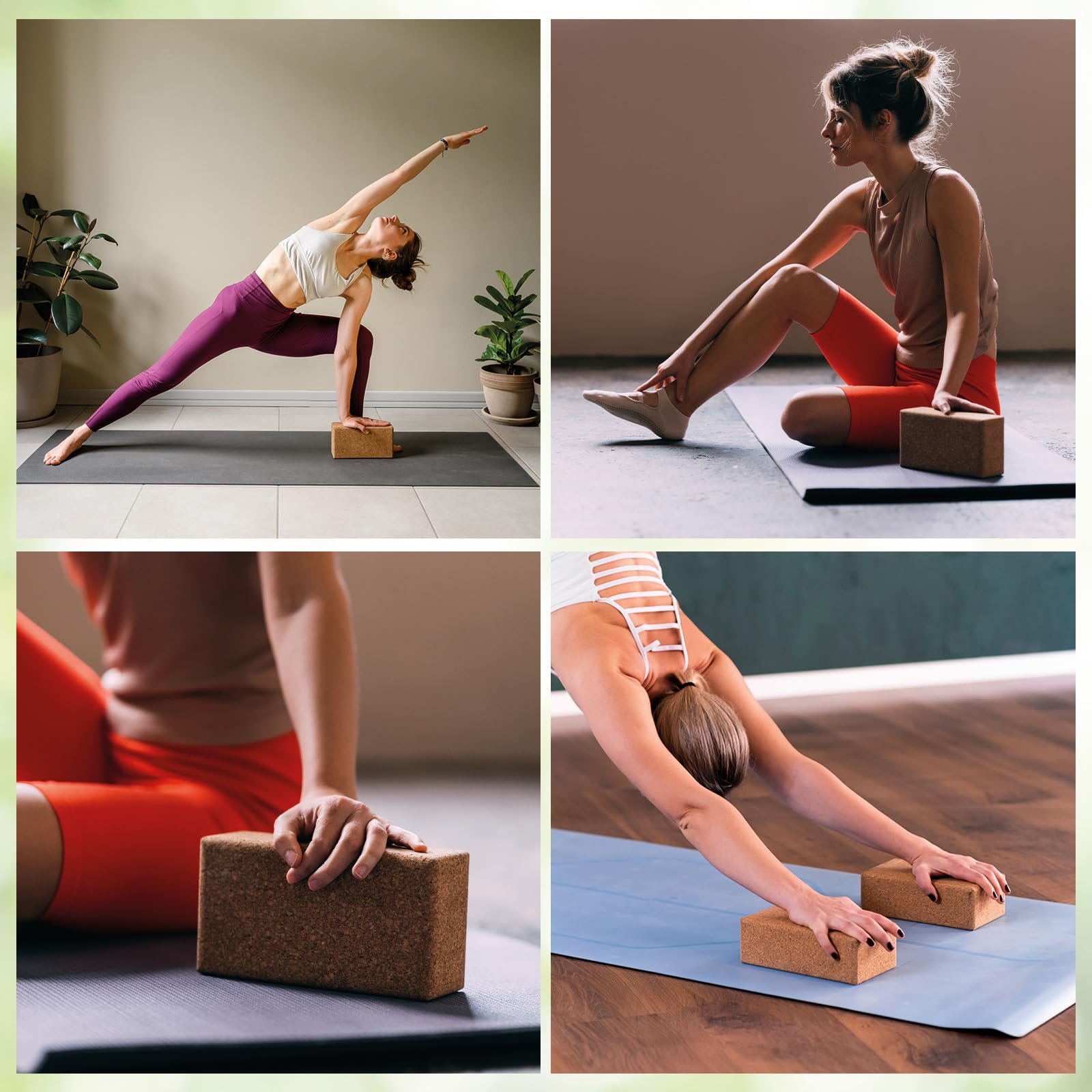 ALPIDEX Bloc de liège Yoga Brique lot de 2 y compris un e-book avec 100 exercices écologique et durable liège de Portugal, Taille:2 pièces - 23 x 14 x 7.5 cm
