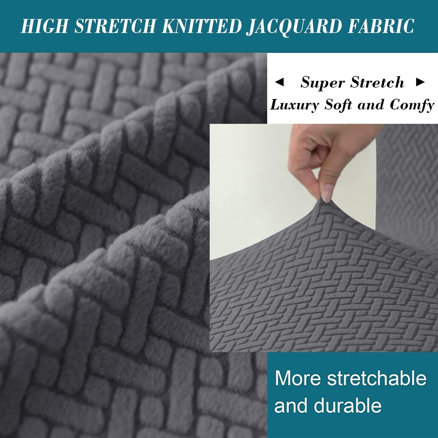 Bar Stool Covers,4 Pack Stretch Bar Stool Covers with Backs Jacquard Bar Stool Chair Covers with Elastic Bands Dark Gray