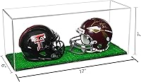 Vista 2 de Better Display Cases Acrílico 2 Mini casco de fútbol (no tamaño completo) vitrina con base de césped transparente (V46/A019)
