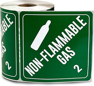 600 Piece, 4 x 4 inch - Class 2 Non-Flammable Gas Placard, Alert Green Non-Flammable Gas Labels for Shipping & Transportation - Square Hazard Class 2 Labels - Semi Gloss Coated