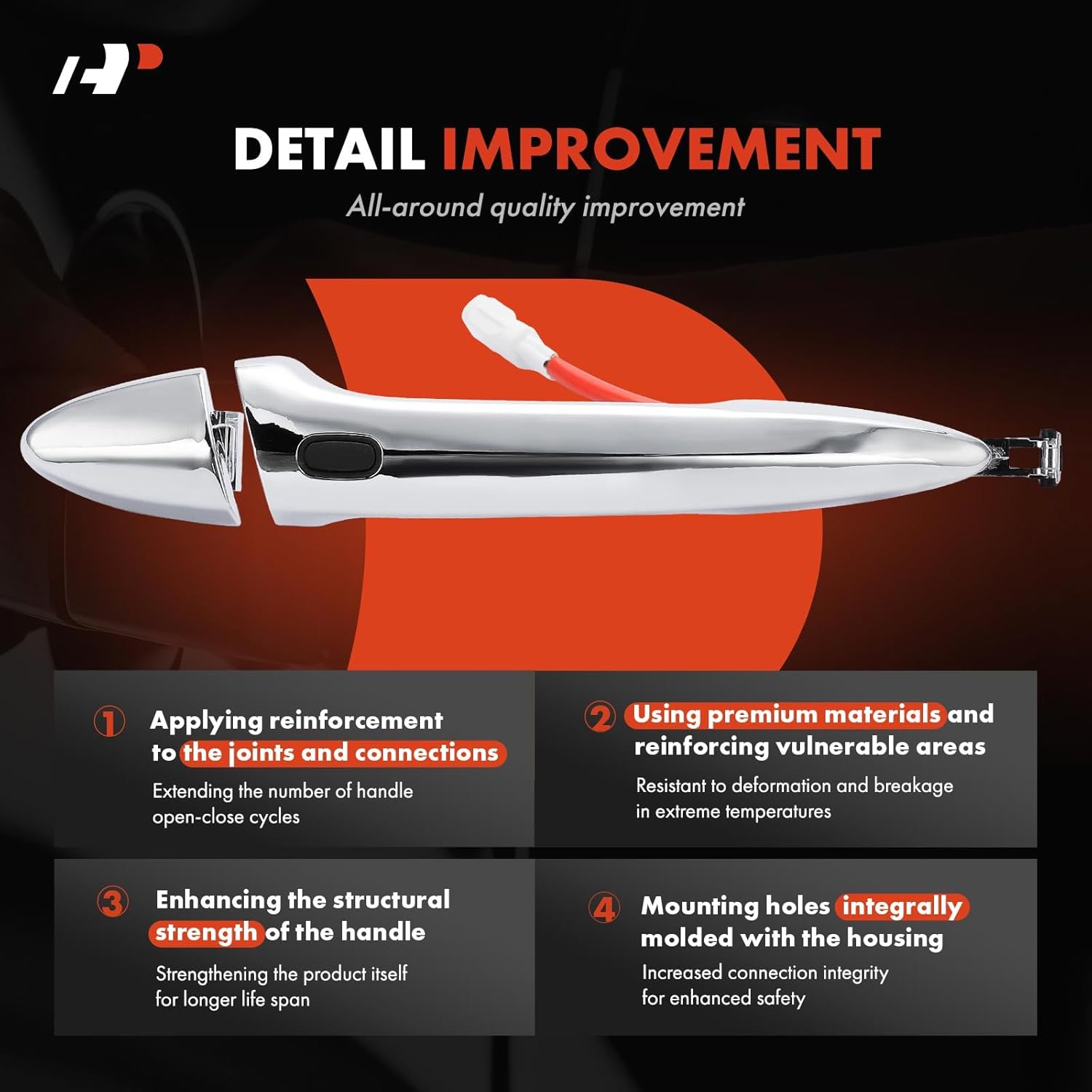 A-Premium Rear Driver and Passenger Side Exterior Door Handle Compatible with Lexus IS F 2008-2014, IS250/IS350 2006-2013, ES350 2007-2012, LS460 2007-2017, LS600h 2008-2016, Chrome